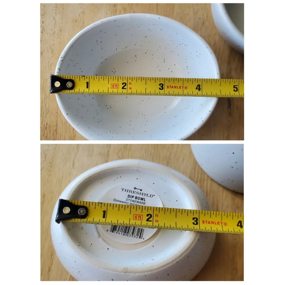 NEW Threshold Minimalist Speckled Organic Shape Oval Round Small Dipping Bowls